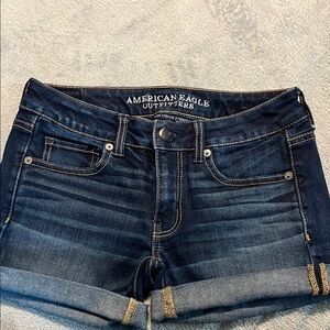 American Eagle Outfitters Midi Dark Blue Denim Shorts sz 2
